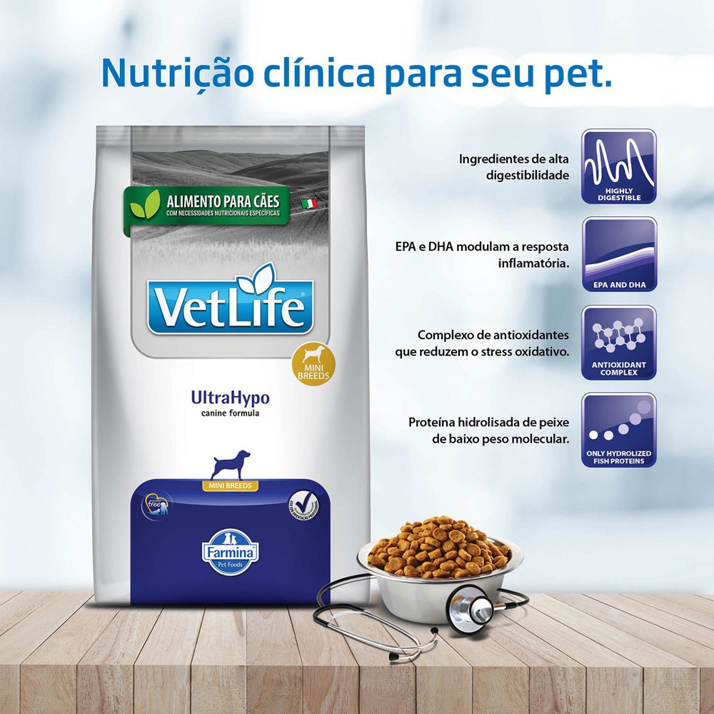 Ração Vet Life Natural Ultra Hypo para Cães Mini