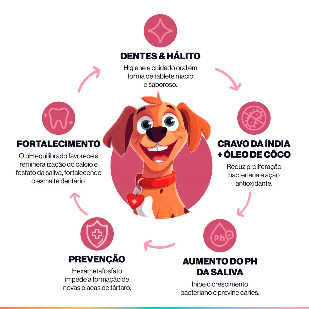 Snack Cuidado Oral Buddy Nutrition Dentes & Hálito Sabor Carne Suína para Cães