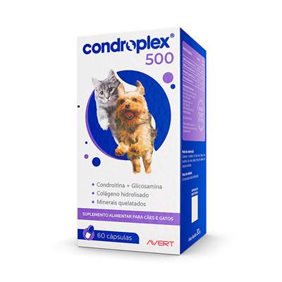 Suplemento Avert Condroplex 500 para Cães e Gatos 60 cápsulas