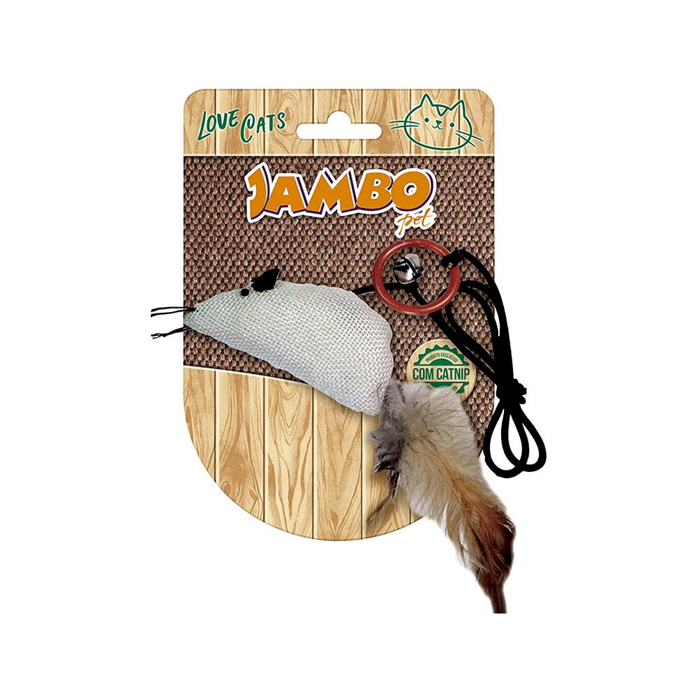 Brinquedo Jambo Natural Rato Bege com Catnip para Gatos