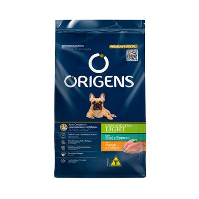 Ração Origens Light para Cães Adultos de Porte Mini e Pequeno sabor Frango e Cereais 10,1kg