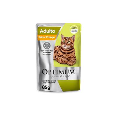 Ração Optimum Sachê para Gatos Adultos sabor Frango 85g