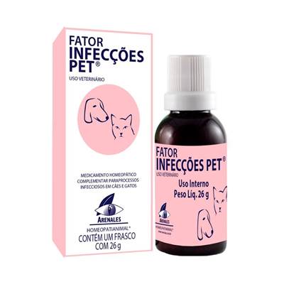 Medicamento Homeopático Arenales Fator Infecções Pet para Cães e Gatos 26g