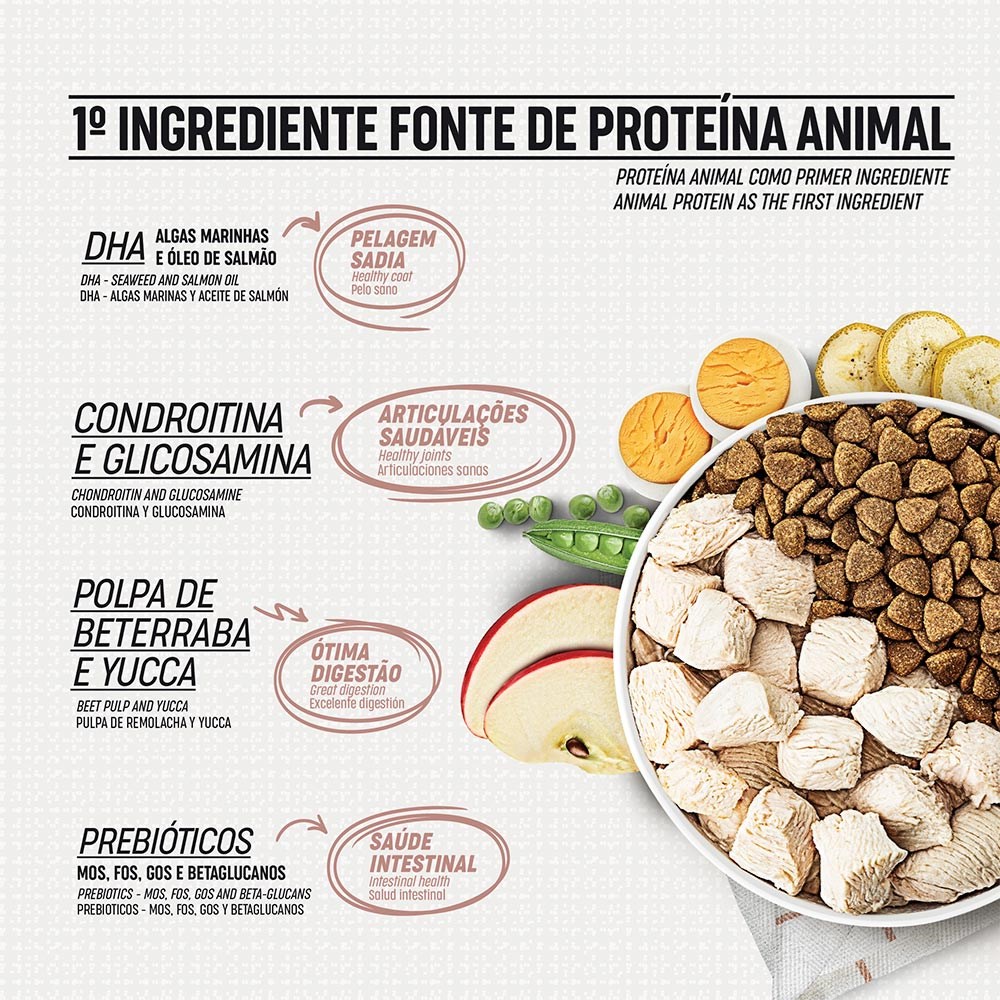 Ração Monello Select Digestão Equilibrada para Cães Adultos de Porte Mini e Pequeno sabor Salmão, Ervilha e Blueberry