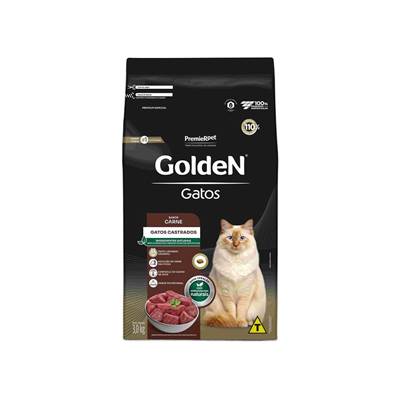 Ração Golden Gatos Adultos Castrados sabor Carne