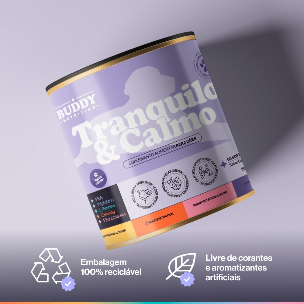 Suplemento Alimentar Buddy Nutrition Tranquilo & Calmo Sabor Carne Suína para Cães