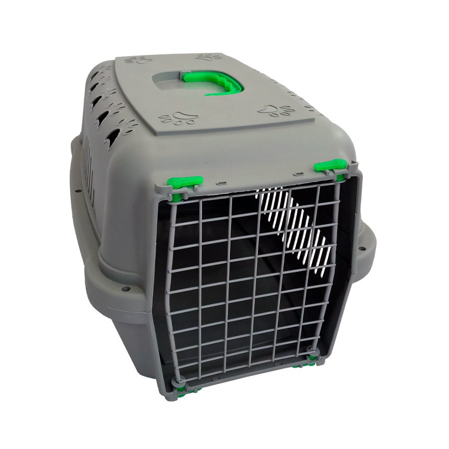 Caixa de Transporte DuraPets Verde com Porta de Aço para Cães e Gatos