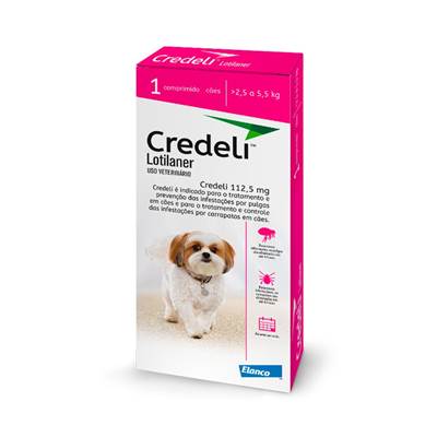 Antipulgas e Carrapatos Credeli para Cães de 2,5kg a 5,5kg - 112,5mg 3 comprimidos