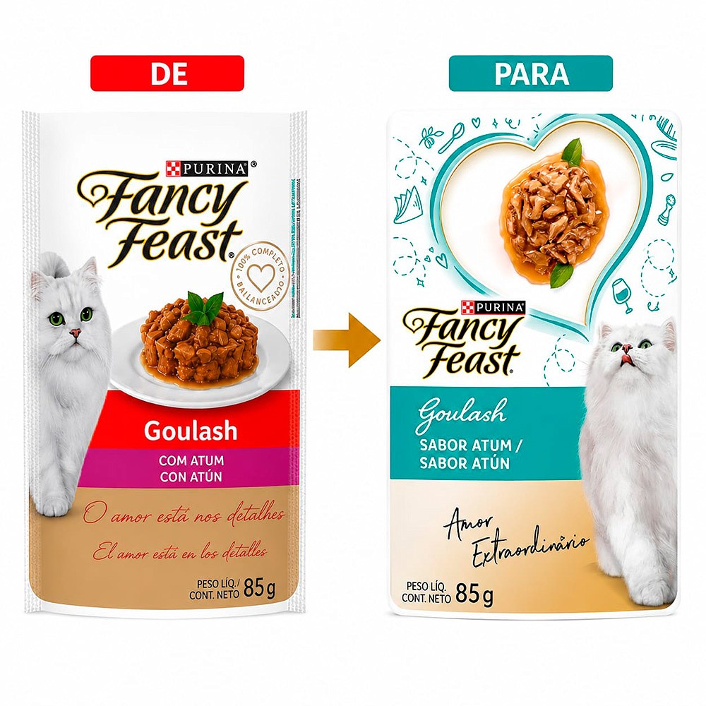 Ração Fancy Feast Sachê para Gatos Adultos sabor Goulash Atum 