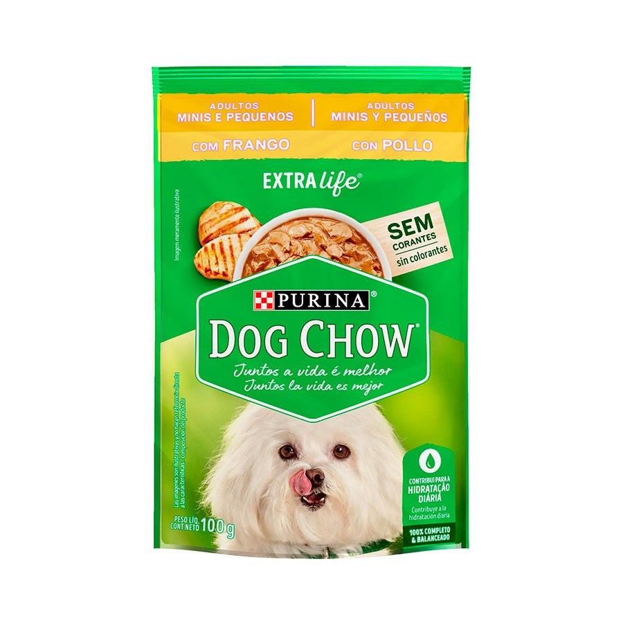 Ração Dog Chow Sachê para Cães Adultos de Raças Mini e Pequenas Sabor Frango e Arroz 100g