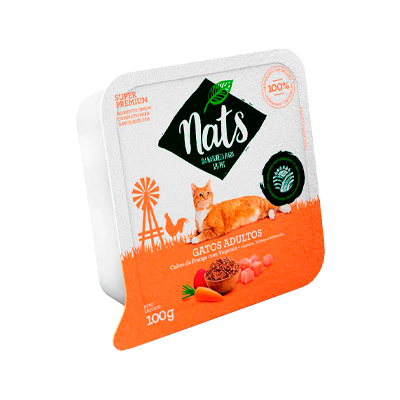 Ração Úmida Nats para Gatos Adultos sabor Cubos de Frango com Vegetais 100g