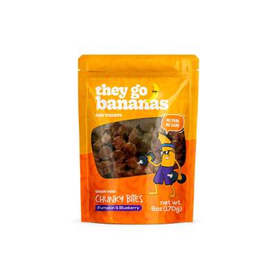 Snack They Go Bananas Chunky Bites Abobora e Blueberry para Cães 170g