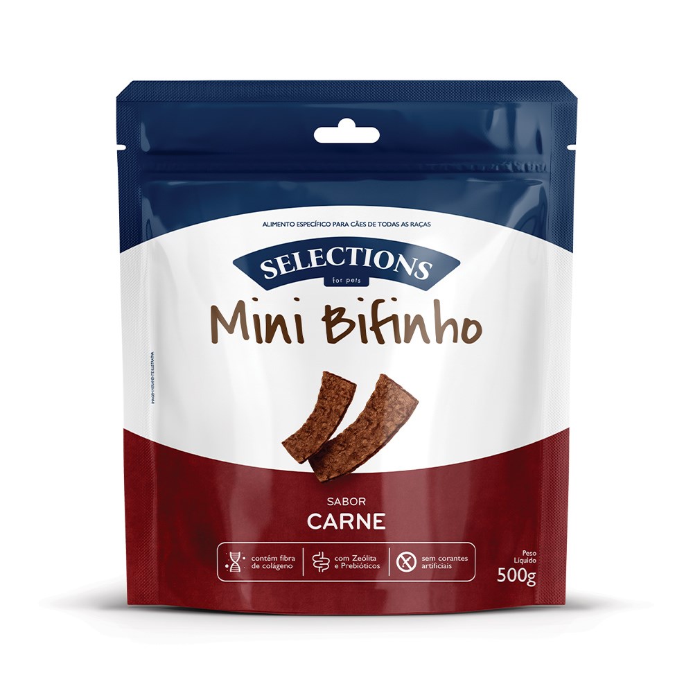 Bifinho Selections For Pets Strip Mini para Cães Sabor Carne