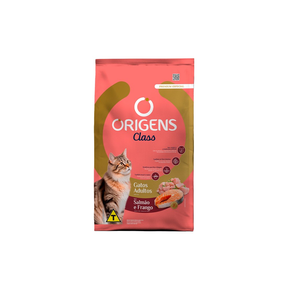 Ração Origens Class para Gatos Adultos Sabor Salmão e Frango