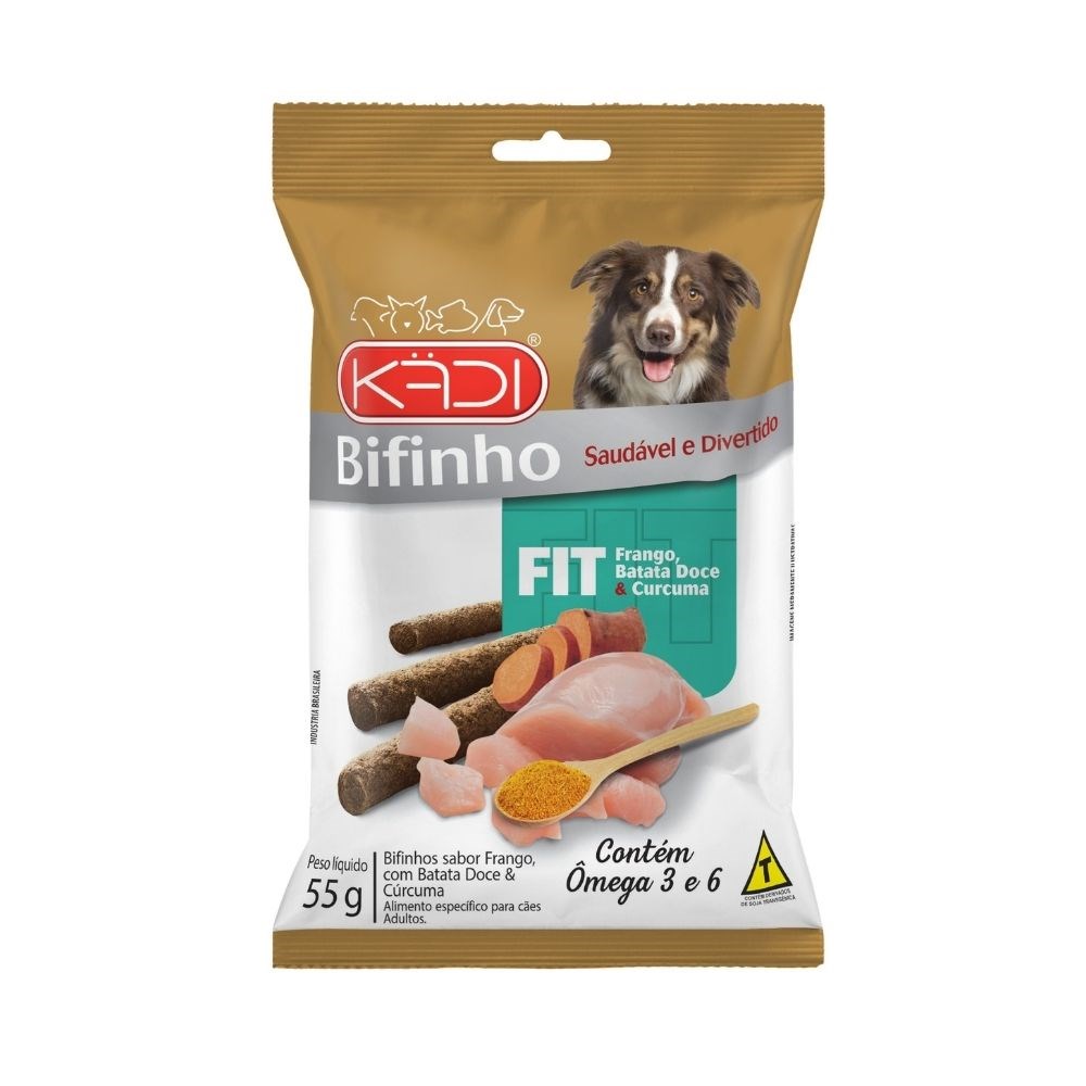Snack Kadi Bifinho FIT para Cães Sabor Frango, Batata Doce e Cúrcuma