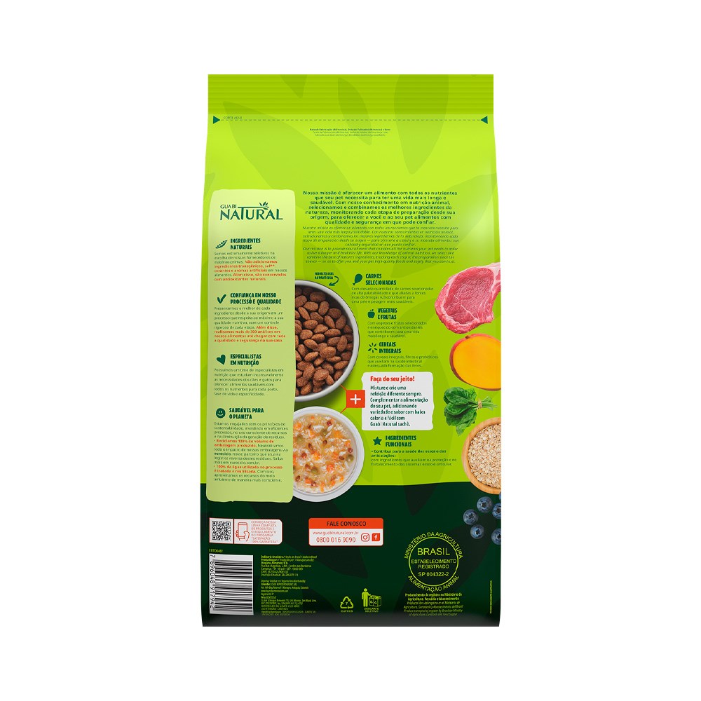 Ração Guabi Natural para Cães Adultos Raças Grandes sabor Cordeiro e Aveia