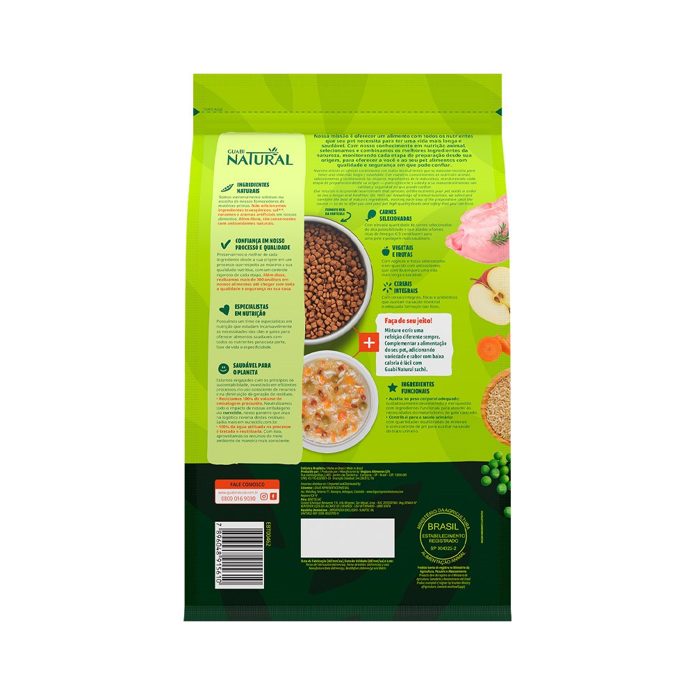 Ração Guabi Natural para Gatos Adultos Castrados sabor Frango & Arroz Integral