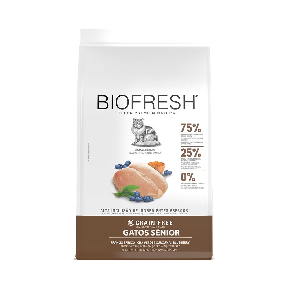 Ração Biofresh para Gatos Sênior sabor Frango ,Chá Verde, Cúrcuma e Blueberry