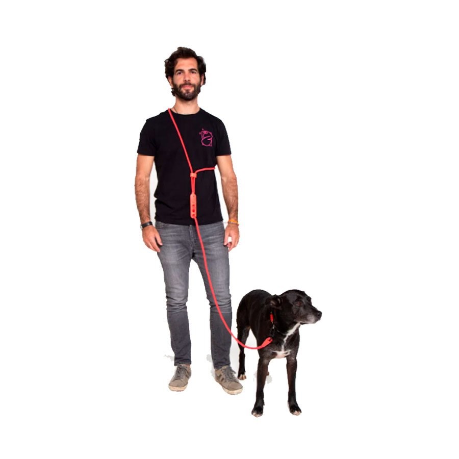 Guia Mãos Livres para Cachorros Neon Coral