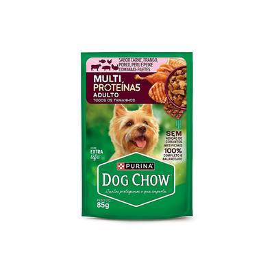 Ração Úmida Dog Chow Multi Proteínas para Cães Adultos sabor Carne, Frango, Porco, Peru e Peixe