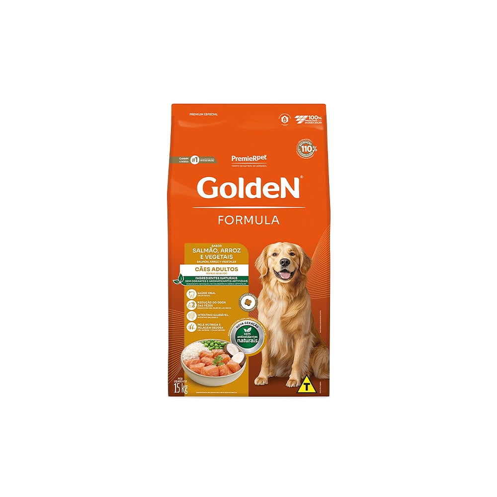 Ração Golden Fórmula para Cães Adultos Sabor Salmão e Arroz