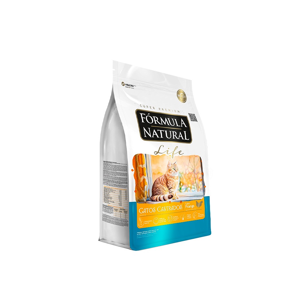 Ração Fórmula Natural Life para Gatos Adultos Castrados Sabor Frango