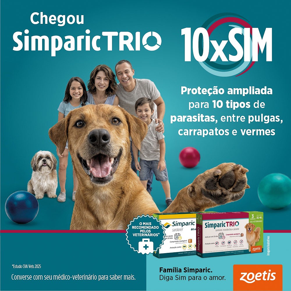 Antipulgas e Carrapatos Simparic TRIO 3mg para Cães com 1,25kg a 2,5kg