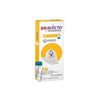 Antipulgas e Carrapatos Bravecto Transdermal para Cães de 2kg a 4,5kg - 112,5mg 1 pipeta