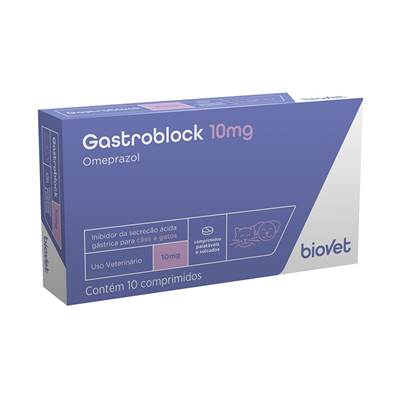 Antiácido Gastroblock para Cães e Gatos com 10 Comprimidos 10mg