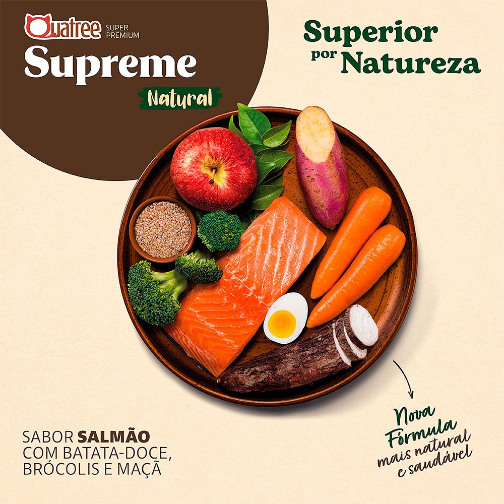 Ração Quatree Supreme para Gatos Castrados Sabor Salmão e Batata Doce