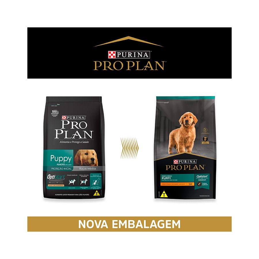 Ração Pro Plan Optistart Plus Cães Filhotes Raças Médias sabor Frango & Arroz