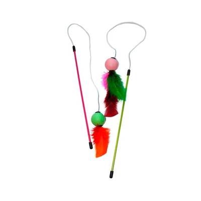 Brinquedo Plumas e Penas Varinha Fishing Ball para Gatos - Cores Sortidas U