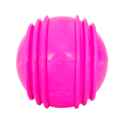 Brinquedo Furacão Pet Bola de Borracha Maciça Rosa com Friso para Cães 8cm
