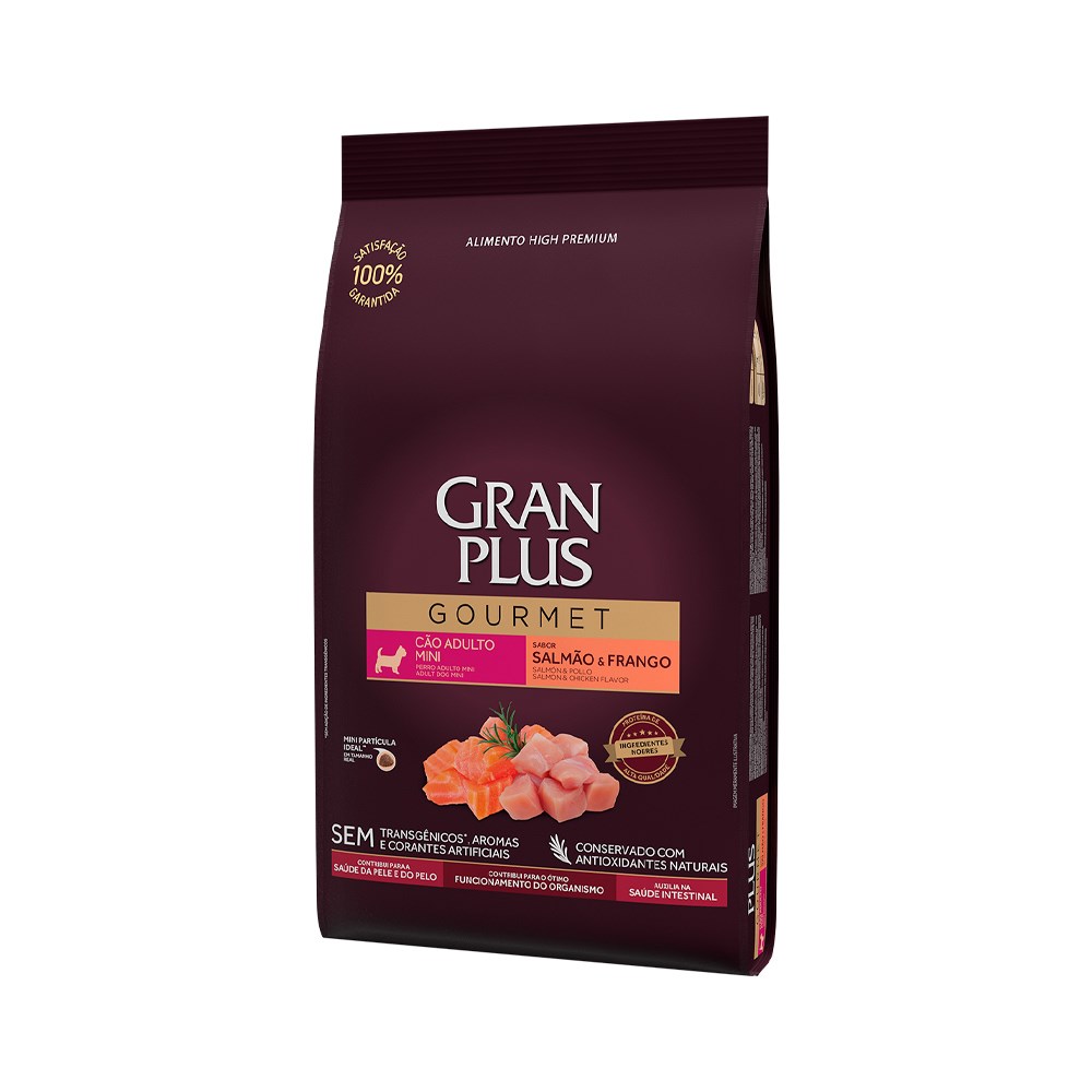 Ração Granplus Gourmet para Cães Adultos Porte Mini sabor Salmão e
