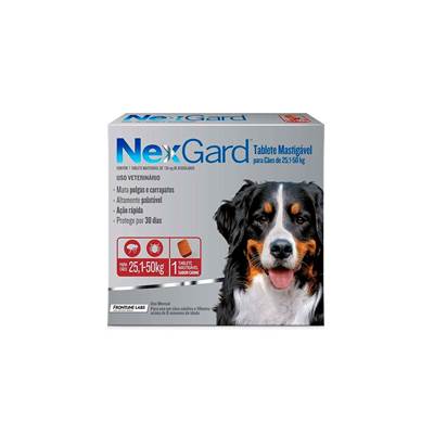 Antipulgas e Carrapatos Nexgard para Cães de 25,1kg a 50kg 1 comprimido