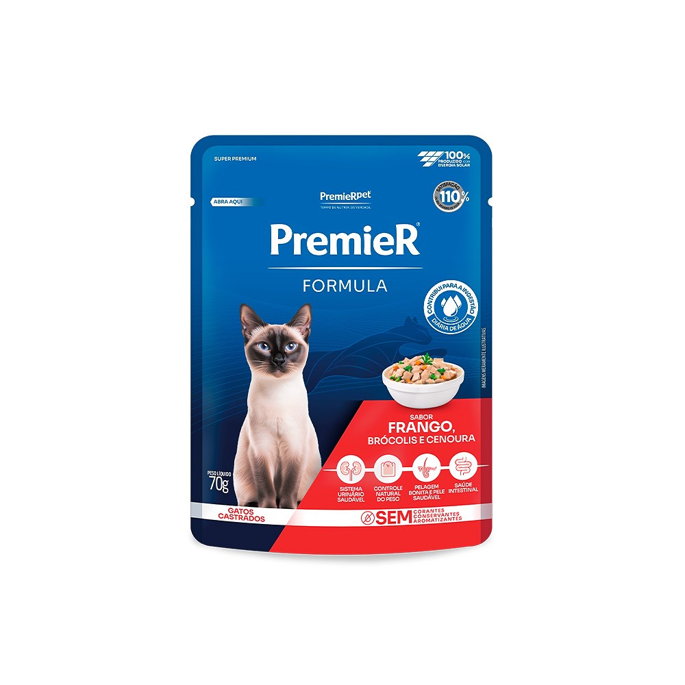 Ração Úmida Premier Fórmula para Gatos Adultos Castrados sabor Frango 