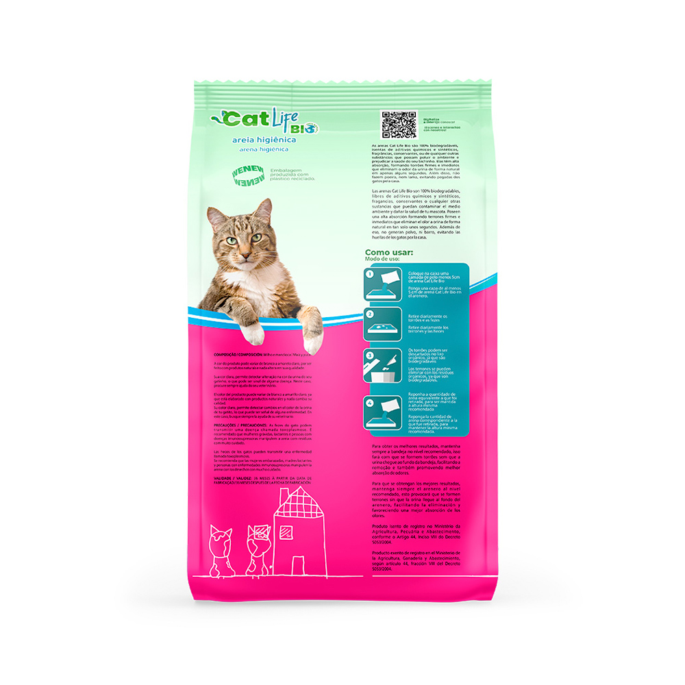 Areia Higiênica Cat Life Bio Grãos Grossos para Gatos