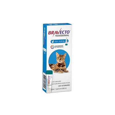 Antipulgas e Carrapatos Bravecto Transdermal para Gatos de 2,8kg a 6,25kg - 250mg 1 pipeta