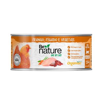Alimento Natural Organnact Be Nature Day By Day para Gatos Filhotes Sabor Frango, Fígado e Vegetais 120g
