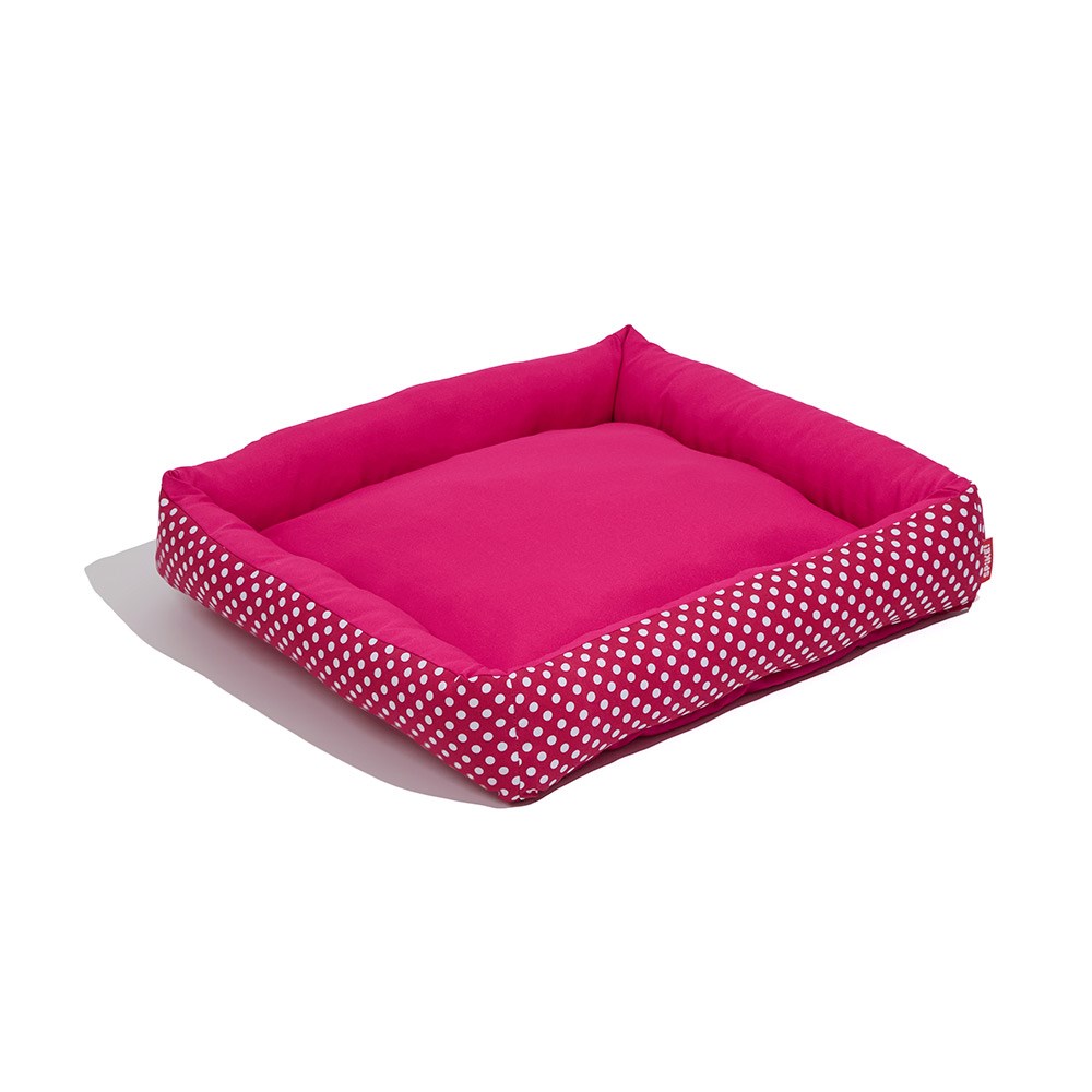 Cama Spike Quadrada Polka Rosa para Cães e Gatos