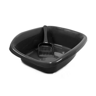 Bandeja Sanitária Alvorada Funda Simples Preta Com Pá U