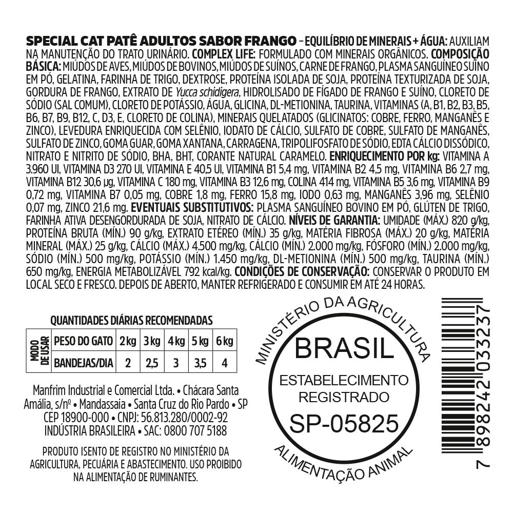 Ração Úmida Special Cat para Gatos Adultos Sabor Patê de Frango