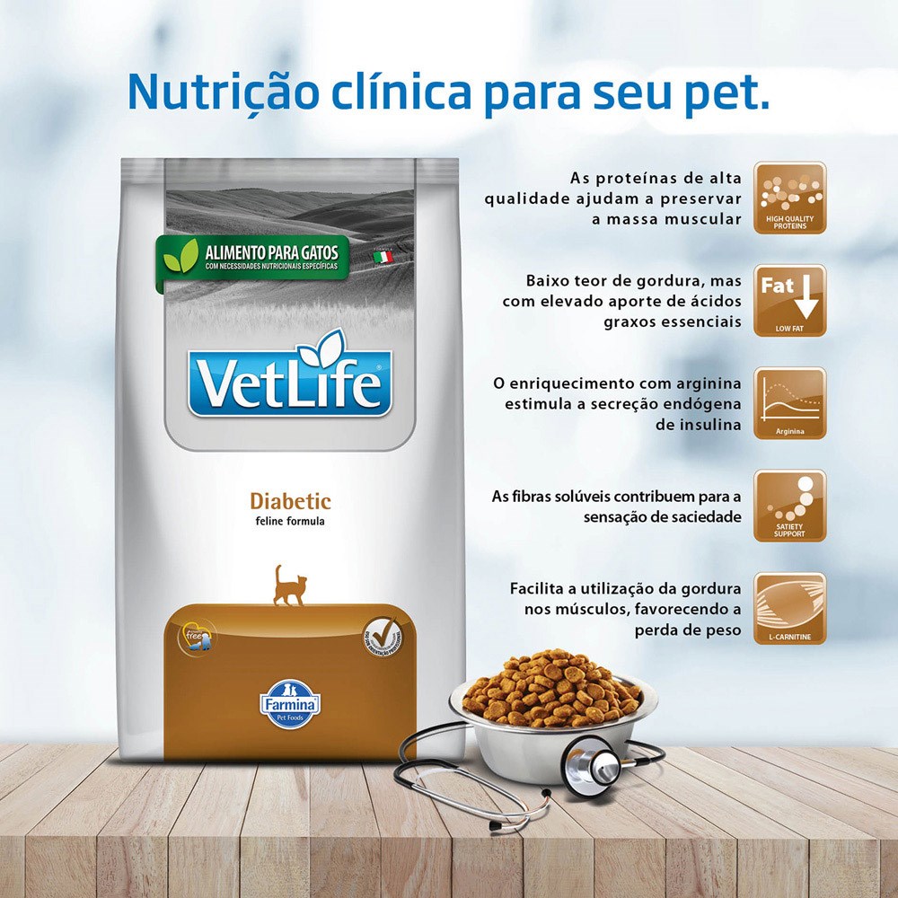 Ração Vet Life Natural Diabetic para Gatos