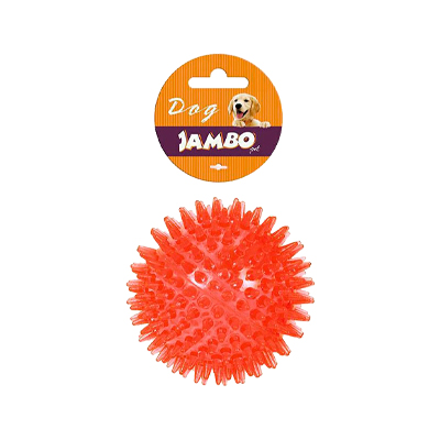 Brinquedo Jambo Bola Espinho TPR com Som Vermelha para Cães P