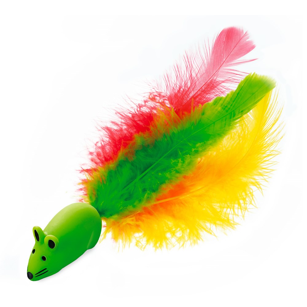 Brinquedo Líder Ratinho com Penas para Gatos - Cores Sortidas