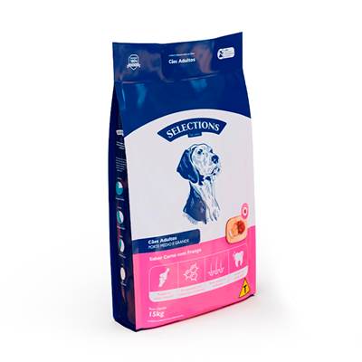 Ração Selections For Pet para Cães Adultos Medios e Grandes sabor Carne e Frango