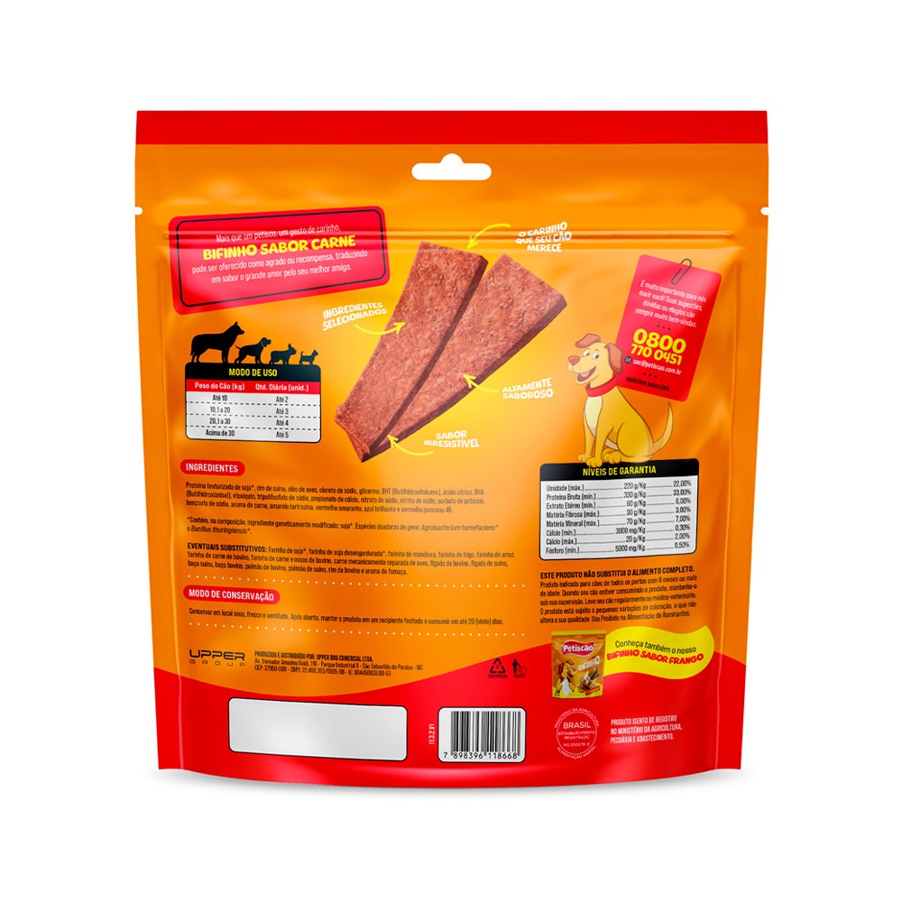 Snack Petisquinho Para Cães Bifinho Sabor Carne