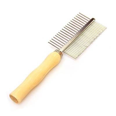 Pente Duplo Napi 49 Dentes com Cabo de Madeira para Cães e Gatos U