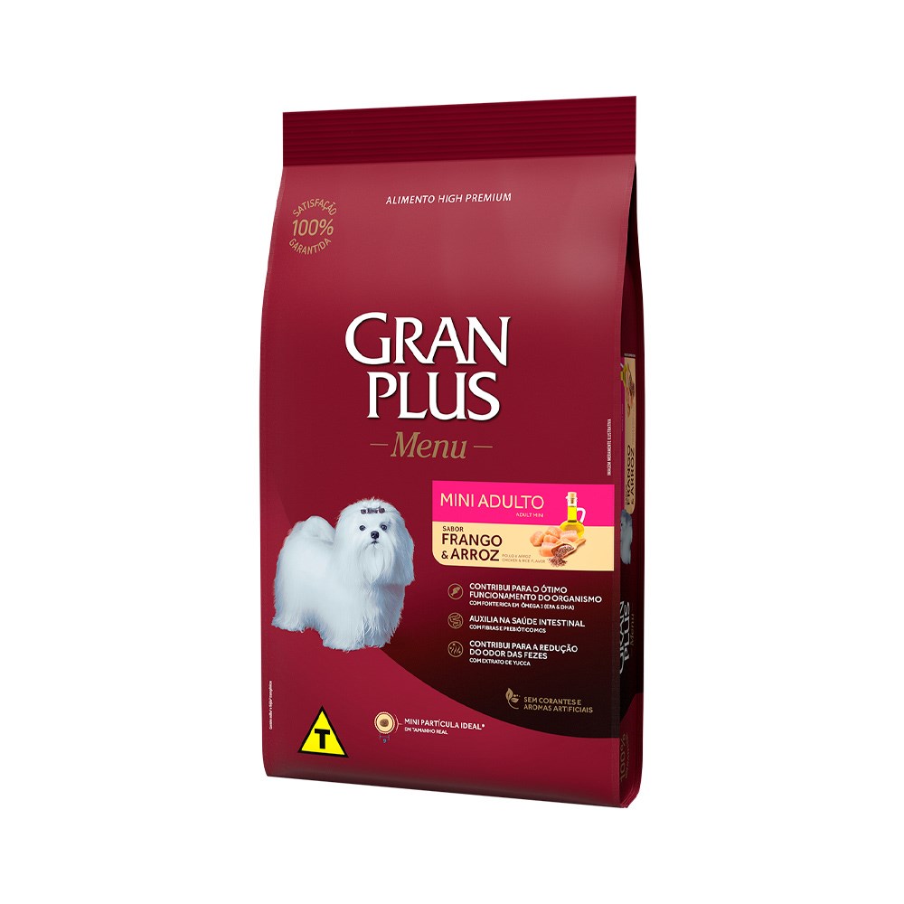 Ração Granplus Menu para Cães Adultos Porte Mini sabor Frango & Arroz 