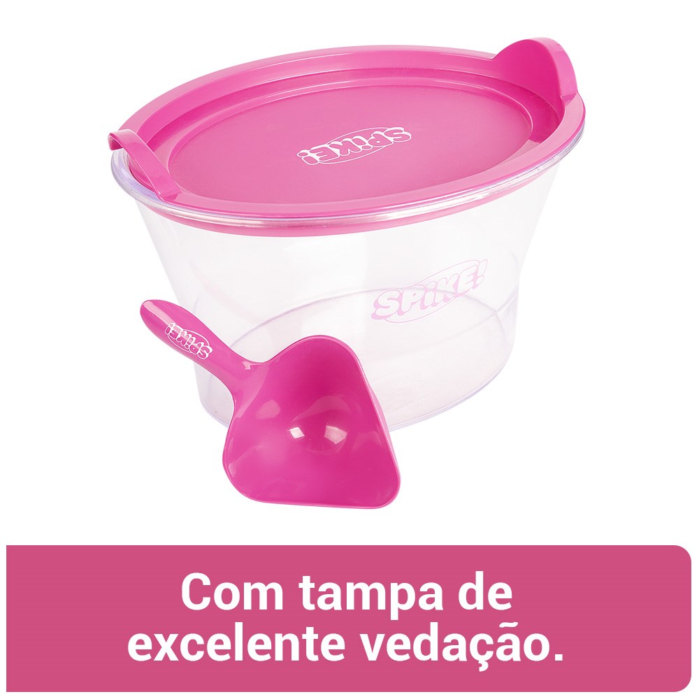 Porta Ração Spike Rosa para Cães e Gatos